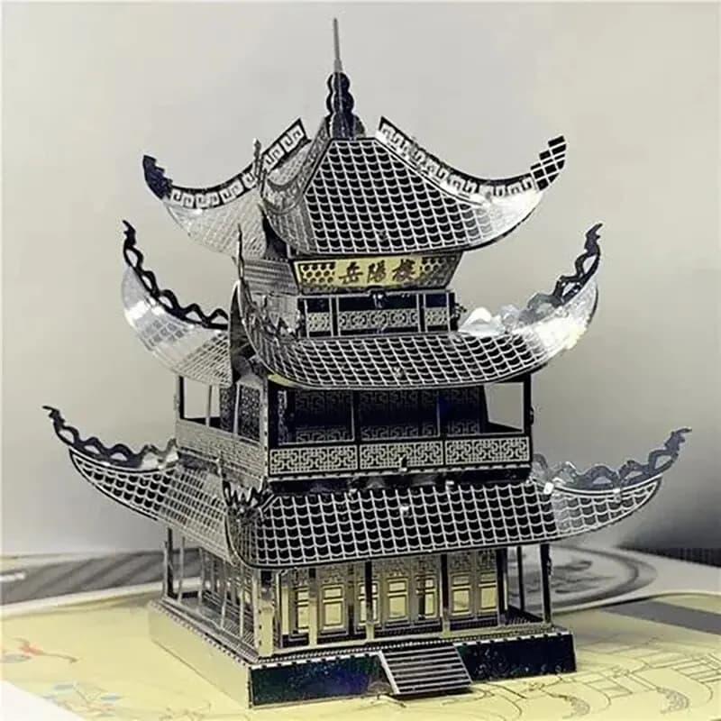 Yueyang Tower 3D Metal Puzzle Model Kit Laser Cutting DIY Puzzle Toy for Kids