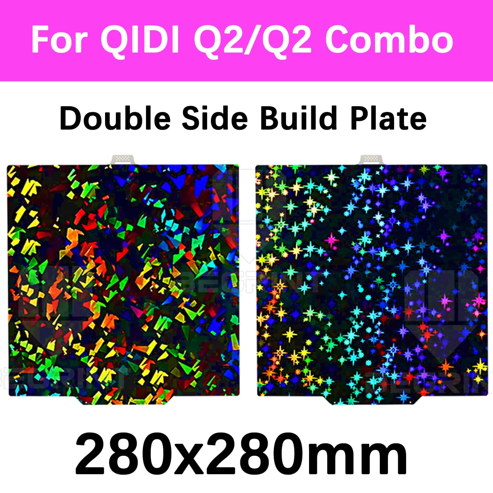 Piastra di stampa 280x280mm per QIDI Q2, compatibile con Q2 Combo, liscia in PEO/PET/PEY, lamiera in acciaio armonico, doppio lato PEI, accessorio per QIDI Q2