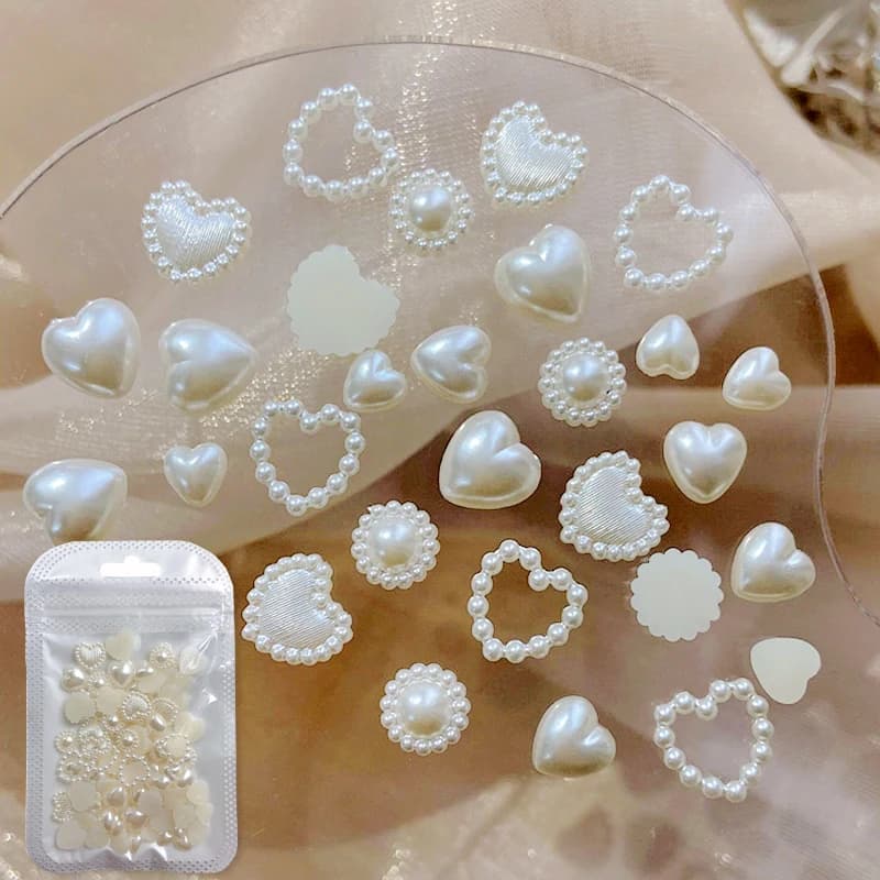 100 pezzi di design misto 3D nail art charms parti perla amore cuore accessori per unghie decorazione manicure decorazioni forniture materiali