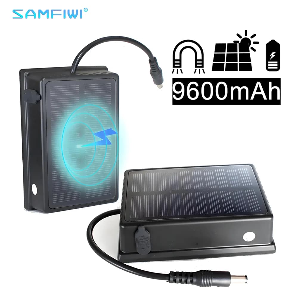 Power Bank Solare Magnetico Ricaricabile Impermeabile a Lunga Durata per Monitor Auto, Telecamera Wireless WiFi di Backup, Camper, Camion 12-24V