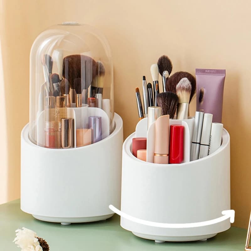 Porta pennelli trucco rotante con coperchio - Organizzatore per pennelli cosmetici - Nuovi arrivi in stock