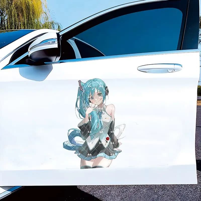 Adesivo Cartoon Anime Hatsune Miku carino adesivi decorativi per computer portatile graffi di occlusione per auto impermeabili
