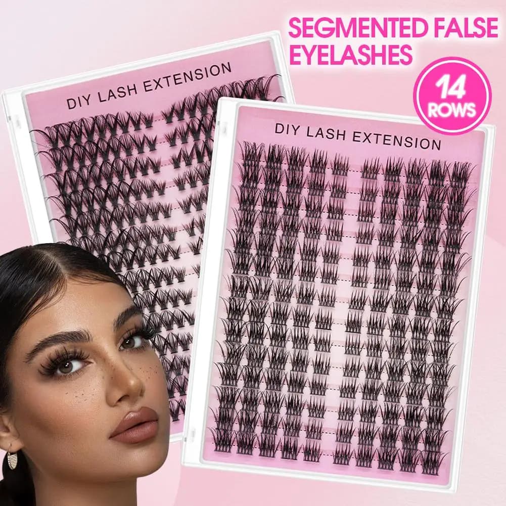 Heat-welded lashes, 3D volume segments (30P-100P), row of 14 bunches, easy to apply fake eyelashes for a natural appearance