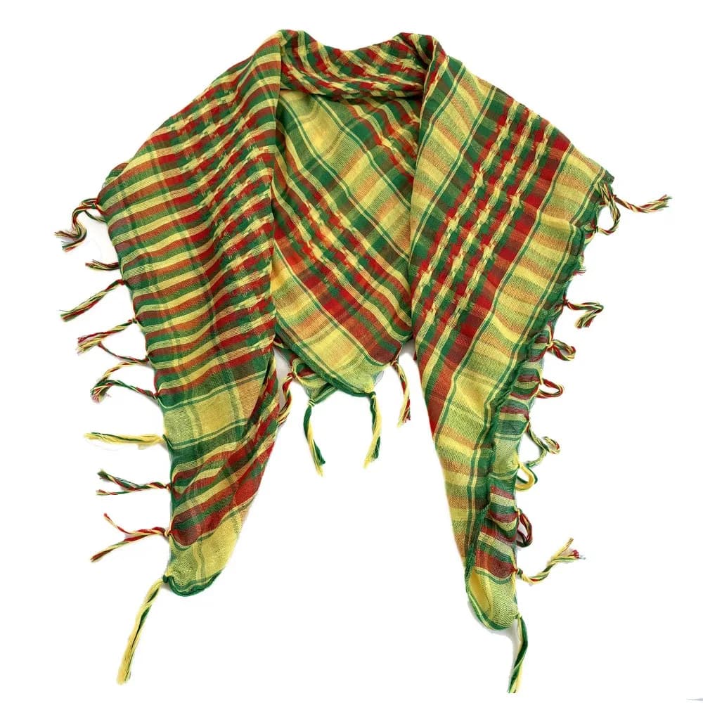 Sciarpa Musulmana Antivento per il Medio Oriente, Scaldacollo Antisabbia, Sciarpa Quadrata Araba Spessa Rossa Gialla Verde, Copricapo per Sport all'Aperto