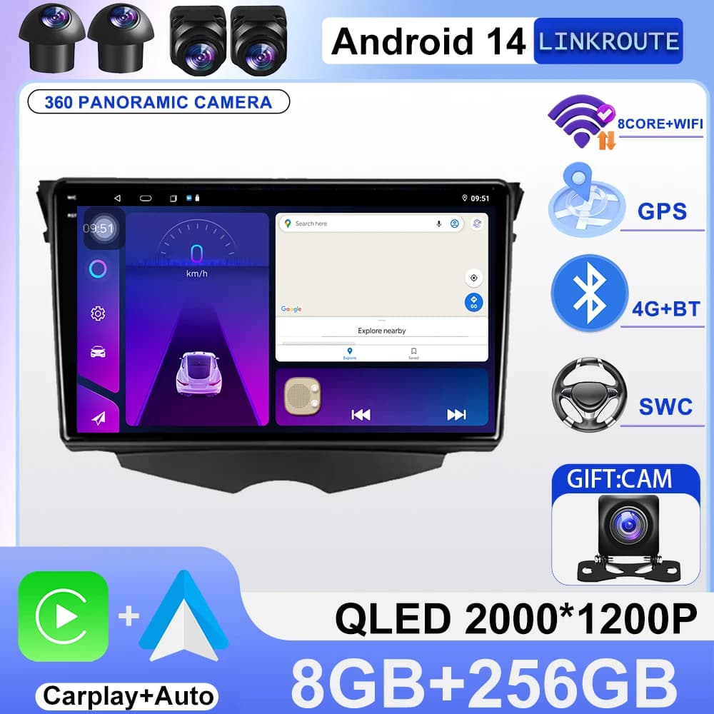 9 pollici Android 14 Per HYUNDAI VELOSTER FS 2011-2017 Autoradio Lettore Video Multimediale 5G DVD Wifi CPU Navigazione Ricevitore Stereo