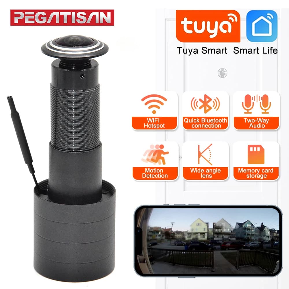 Telecamera WiFi con spioncino video HD da 4 MP 170 ° Visualizzatore audio per porta con rilevamento umano grandangolare Video-eye Wireless Cat-eye Cam APP ICSEE