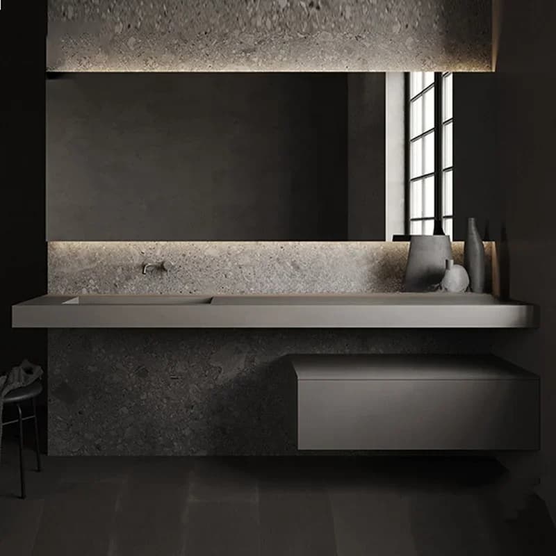 Lavabo da bagno moderno in legno Vanity da bagno Mobiletto doppio lavabo Vanity da bagno impermeabile con specchio