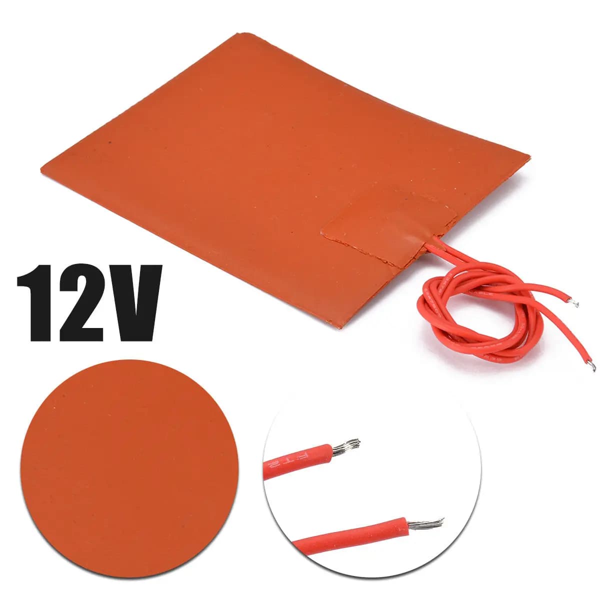 12V 20W Waterproof Flexible Silicone Pad Oil Tank Heater 80x100mm for 3D Printer Heater