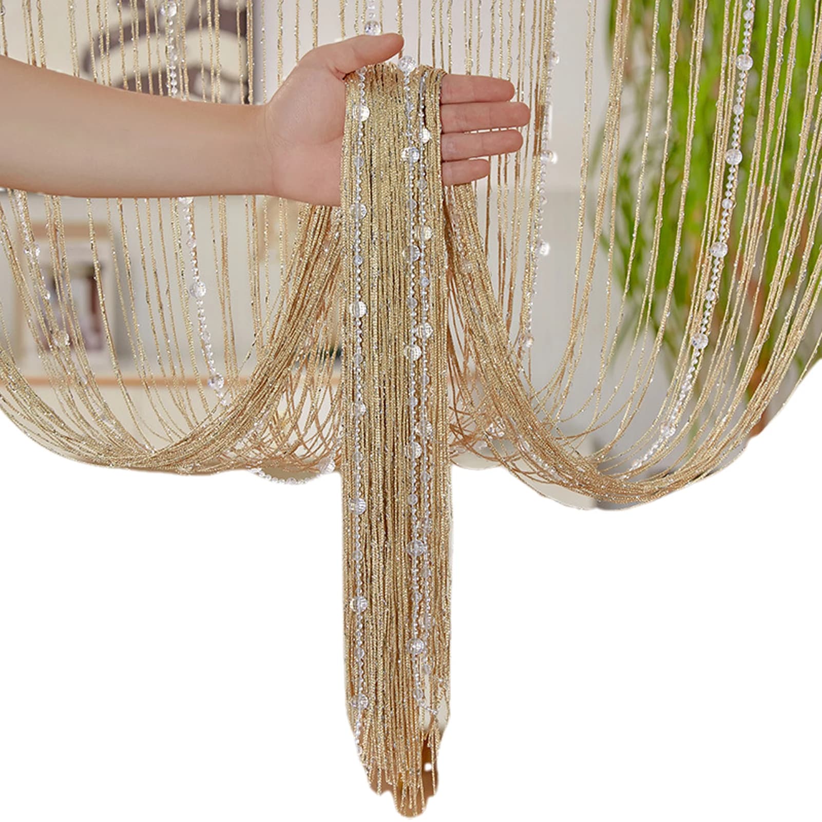 Tende a corda con perline di cristallo Divisore per corde per schermi Linea flash cieca Tenda per porta con nappe lucide per porte e finestre