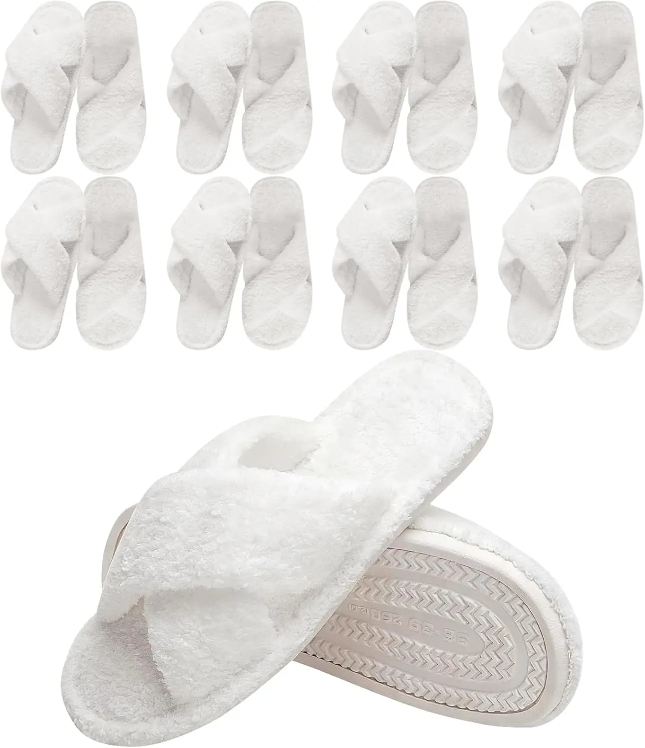 8 Paia di Pantofole Morbide da Donna, Ciabatte Comode con Fascia Incrociata e Punta Aperta, Suola Antiscivolo, Regalo di Compleanno per Damigelle