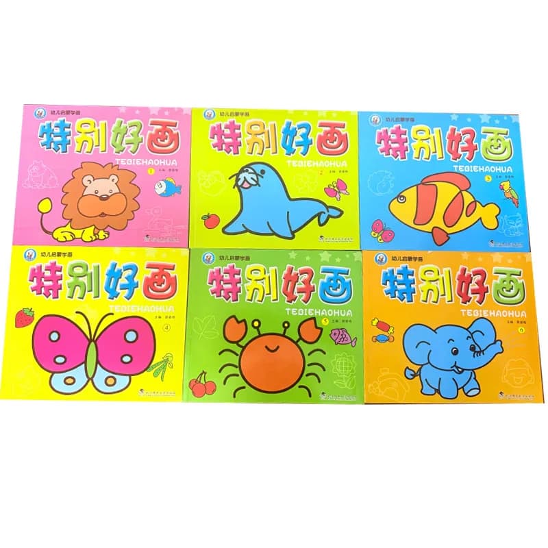 6 Volumes/set Kids Tracing Drawing Book Simple Coloring Doodle Painting Notebook Kindergarten Early Art Learning Sketch Book