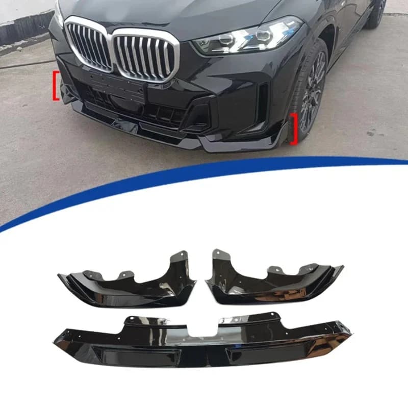 For BMW X5 G05 2023-2026 Bright BlackCar Front Bumper Lip glossy black Front lip Diffuser Front Chin Spoiler Body Kit