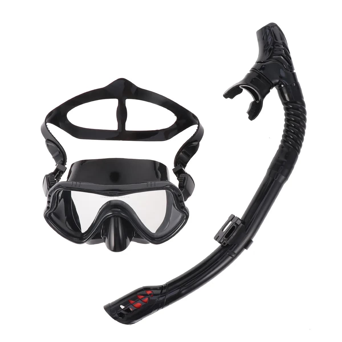 Set Maschera Subacquea in Silicone Nera con Fibbia Robusta, Maschera Integrale per Immersioni, Snorkeling e Nuoto