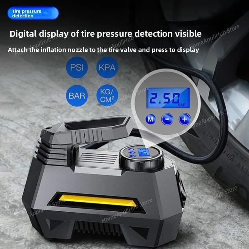 Gonfiatore per pneumatici per auto portatile Compressore d'aria elettrico Spegnimento automatico Pompa ad aria digitale Pompa per pneumatici con pompa ad aria elettrica a luce LED