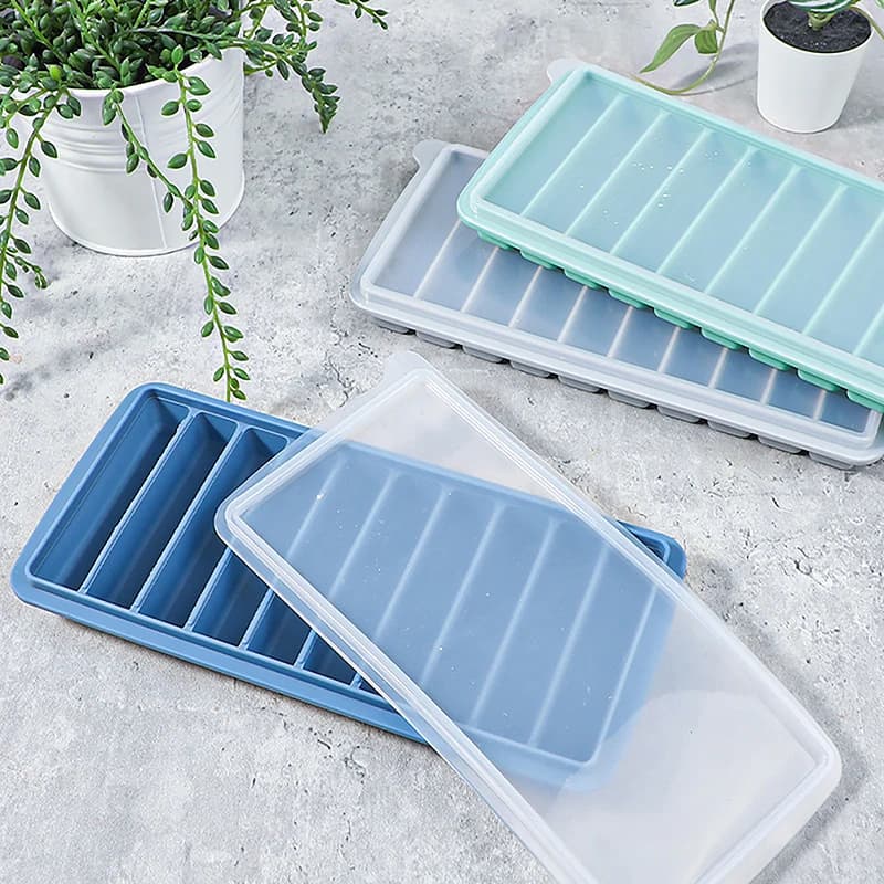 10 griglie stampo per ghiaccio a forma di bastone vassoio con coperchio cilindro antiaderente scatola per il ghiaccio stampo per vassoio per cubetti di ghiaccio in Silicone stampo per cioccolato gelatina fai da te