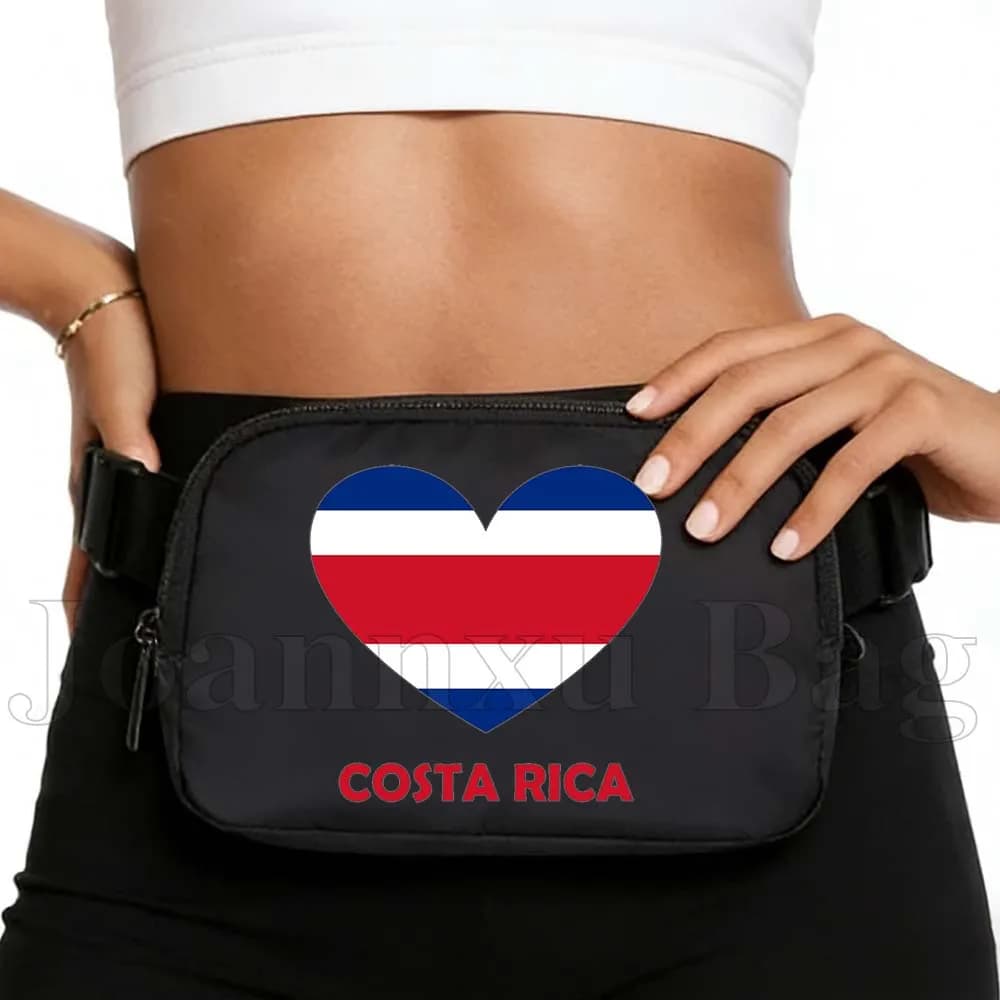 Waterproof Sports Waist Bag with Costa Rica Heart Flag, Running Wallet, Cycling, Gym, Jogging, Portable Cellular Door