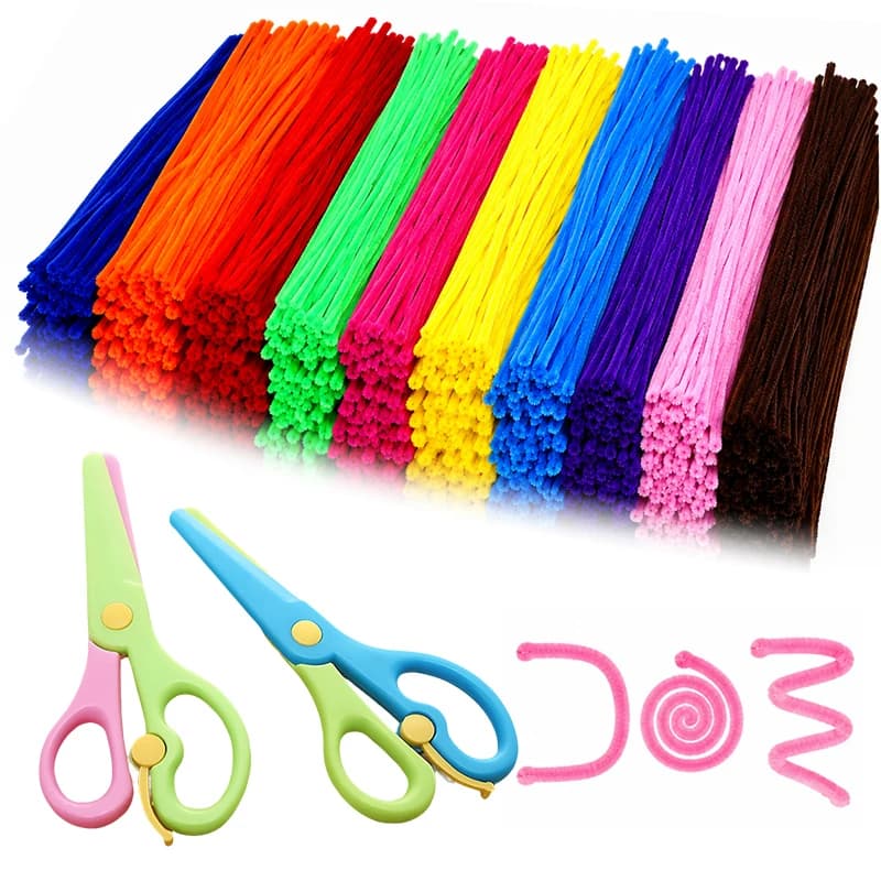 Colorful Flexible Twisty Wire Sticks DIY Project Materials Kit with Plastic Scissors Creative Handmade Decoration Art Supply ZYF