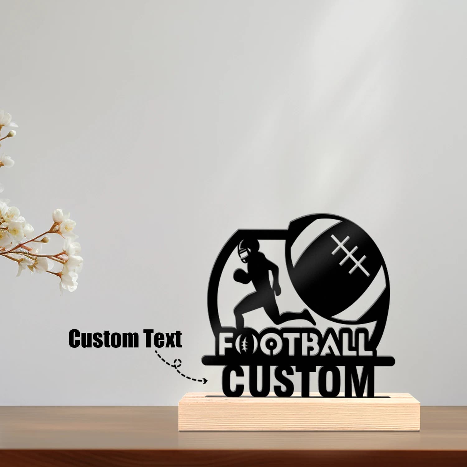 1pc Interesting Metal Desktop Decoration Custom Name With Wooden Base Holiday Decoration Gifts,Desktop Statue Ornaments