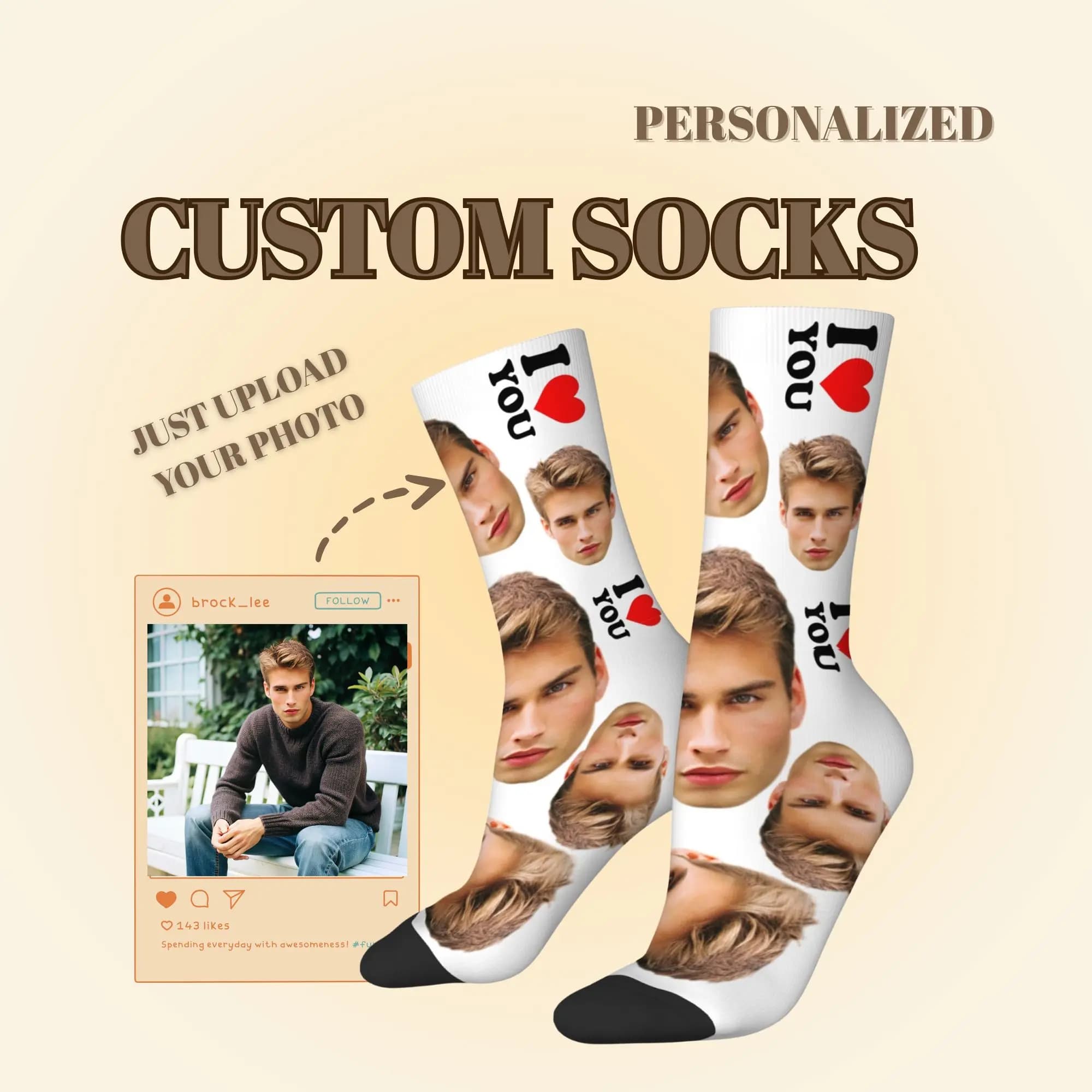 Customized Face Mid-calf Socks Unisex Customized Personalized Photos Socks Soft Comfortable Breathable Warm Ideal Gifts