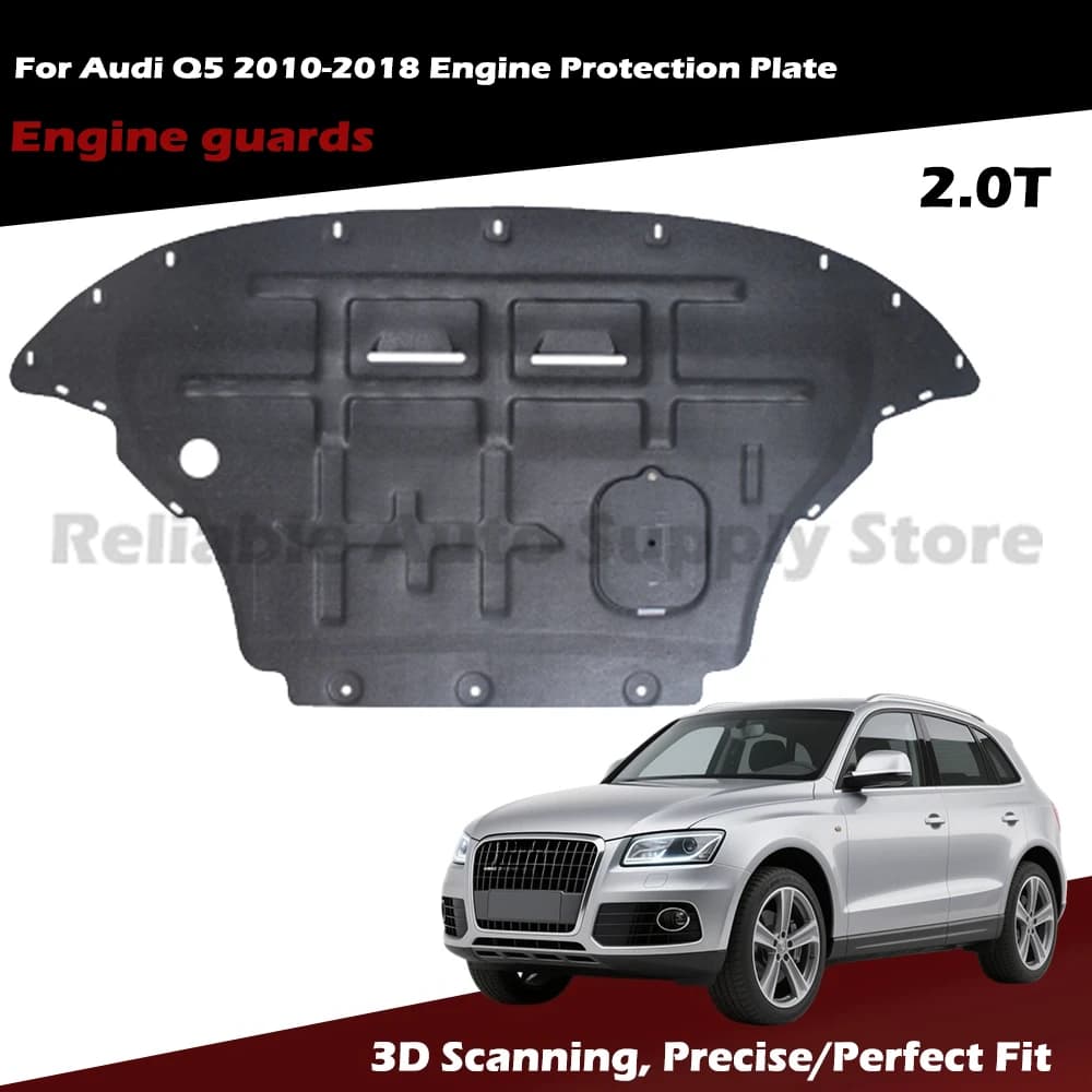 Doppie opzioni! Piastra paramotore motore in acciaio al manganese/acciaio plastico per Audi Q5 2010-2018 Scanned 3D Perfect Fit 2.0T