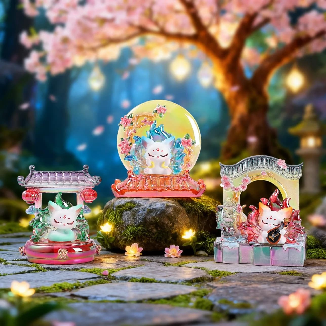 Serie Blind Box Volpe a Nove Code Seconda Edizione, Giocattoli di Tendenza, Ornamento in Resina con Processo di Elettroplaccatura, Mystery Box, Regali Sorpresa Divertenti