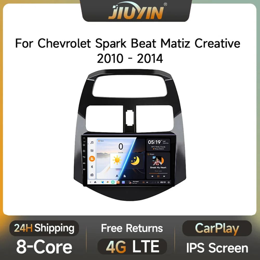 JIUYIN Android 13 Autoradio Lettore Video Multimediale Per Chevrolet Spark Beat Matiz Creativo 2010-2014 2Din 4G di Navigazione Carplay