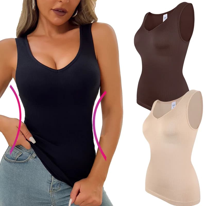 Canotte modellanti senza maniche da donna S-3XL Canottiere con cinturino largo Fajas Controllo della pancia Body Shaper Camicie a compressione intima sexy con scollo a V