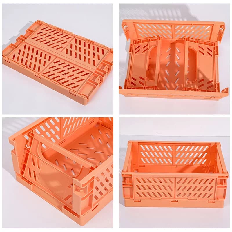 Cestini Portaoggetti Pieghevoli in 5 Colori, Contenitore da Scrivania per Studenti, Scatola di Plastica Pieghevole per Nastri e Cancelleria