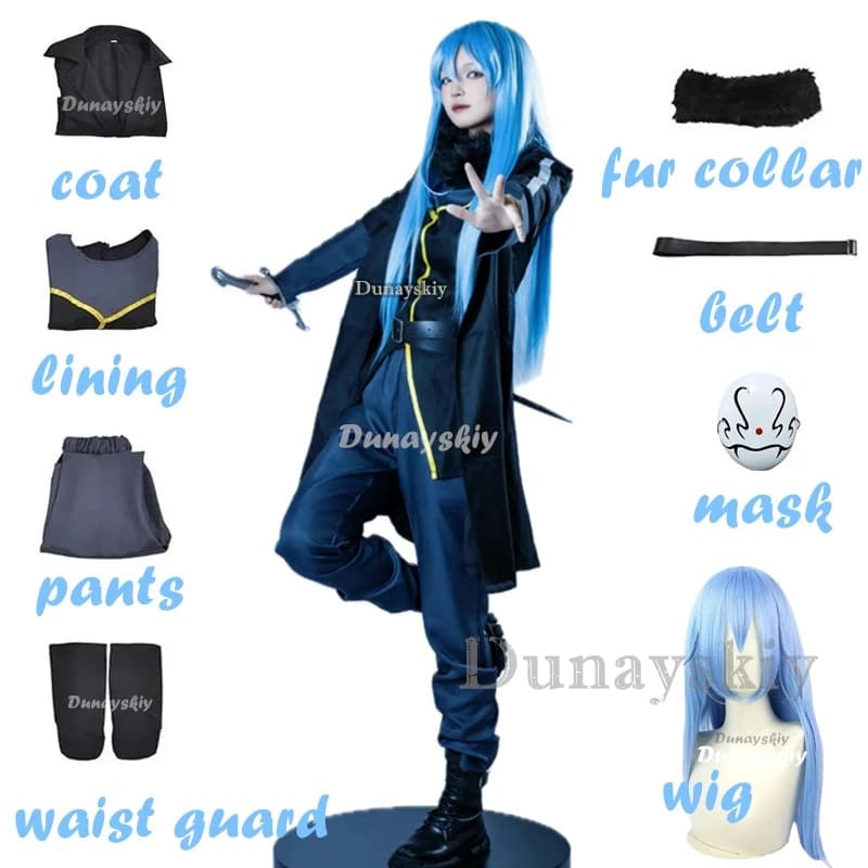 Rimuru Tempest Cosplay Anime Quella volta che mi sono reincarnato come un costume di melma Set di maschere per parrucca da trincea uniforme di Halloween