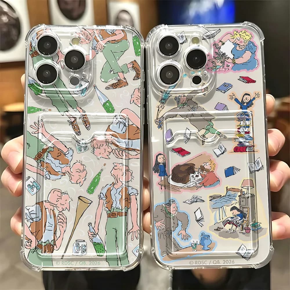 Cartoon Roalds Dahls Card Hold Phone Case For Xiaomi 13 12 12T 11 Lite Poco M5 M4 X5 X4 X3 Pro NFC 4G 5G Anti-fall Clear Cover