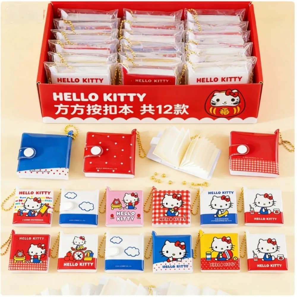Sanrio Hello Kitty Mini taccuino con bottoni, agenda portatile con cartoni animati, articoli di cancelleria per la scuola, regalo di compleanno per ragazze, giocattoli