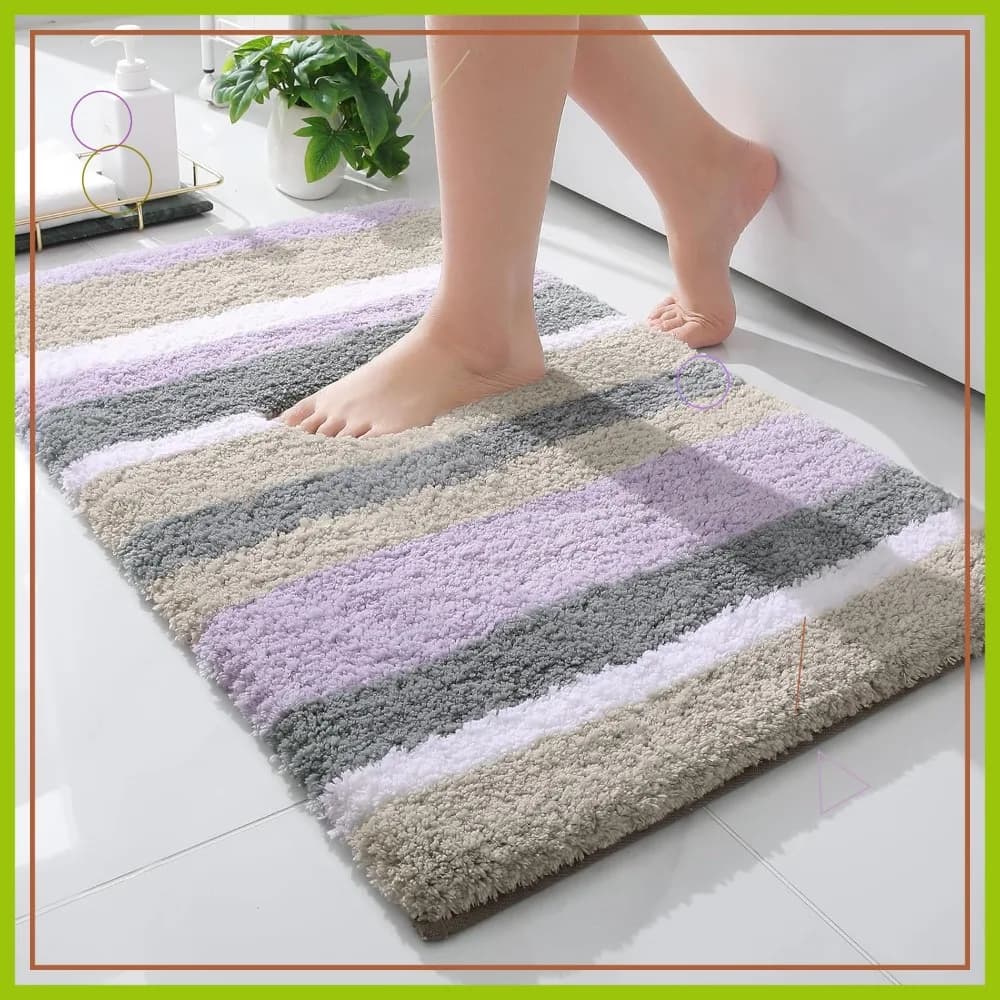 Tappetino da bagno in microfibra pelosa extra spessa, antiscivolo super assorbente, lavabile in lavatrice, 30x20 pollici, viola-grigio