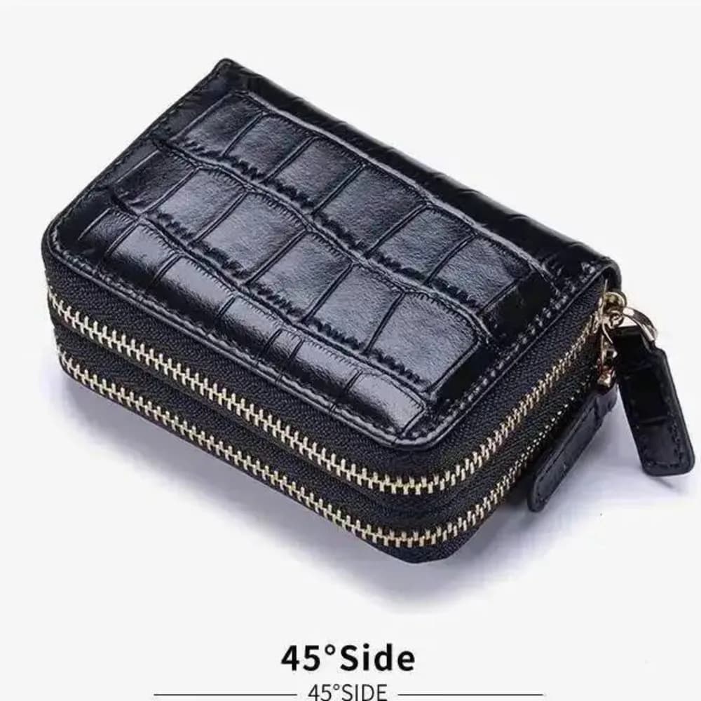 New Woman Wallet Card Holder Lady Coin Purse RFID Women Storage Bag Crocodile-patterned Double-layer Zipper Multi-card Coin Bag