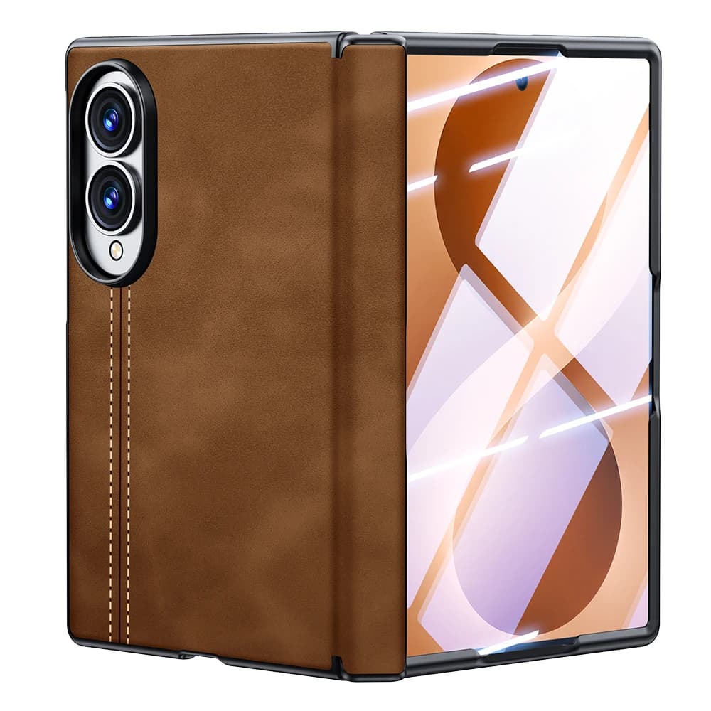 Luxury Magnetic Leather Shell Film Integrated Case for Samsung Z Fold 8 Wide Shockproof for Magsafe Hinge Protection Slim Cover