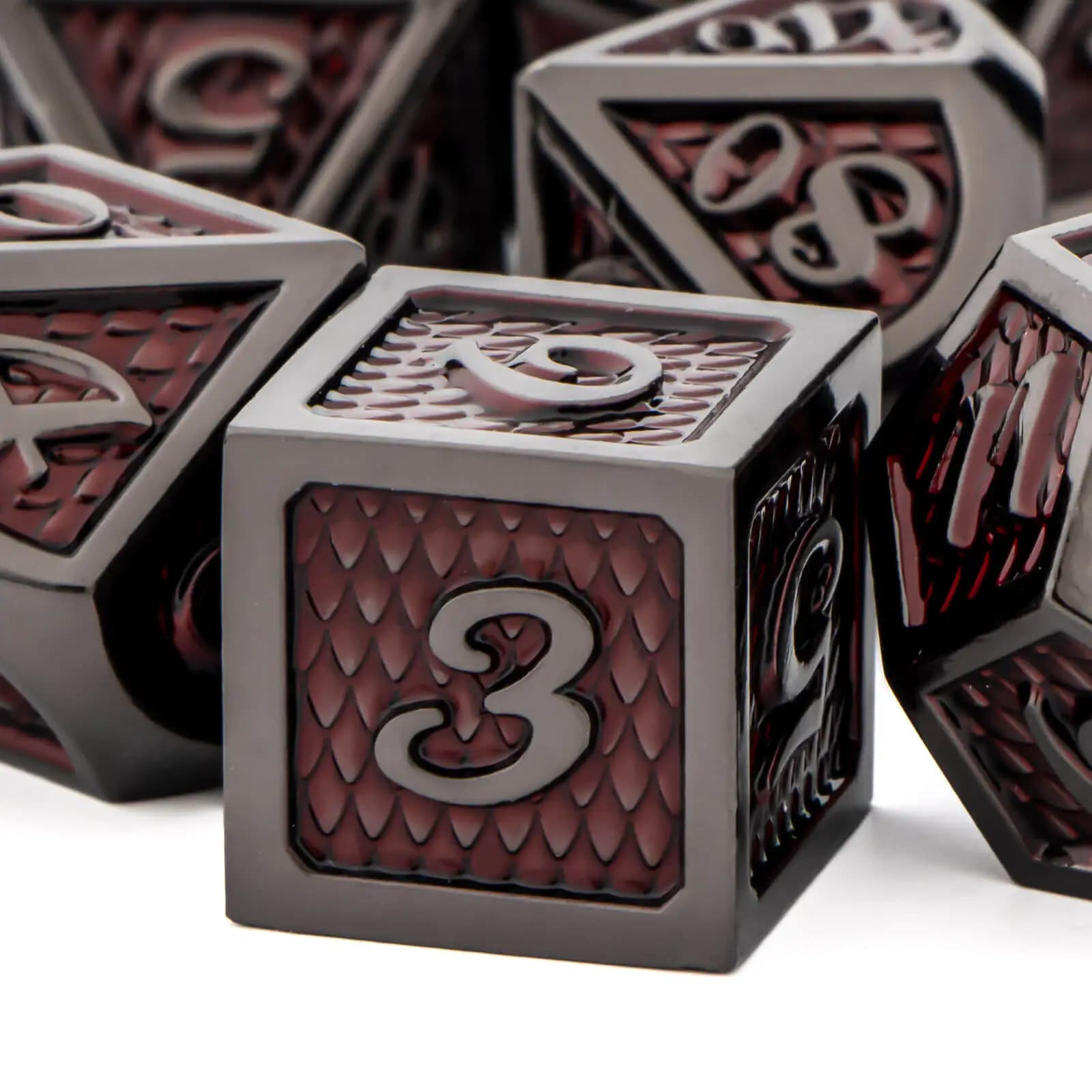 Set di dadi in metallo DND Nero Rosso Dungeon e dadi in scala di drago D&D Dadi poliedrici RPG D e D Giochi di ruolo Dadi