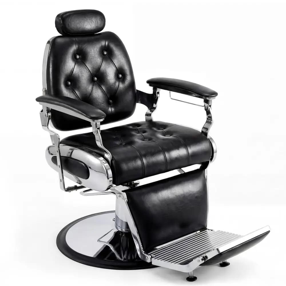 Sedia da Barbiere Professionale Vintage Robusta con Reclinazione Idraulica, Porta Asciugamani, Girevole a 360°, Sedia Multiuso per Salone