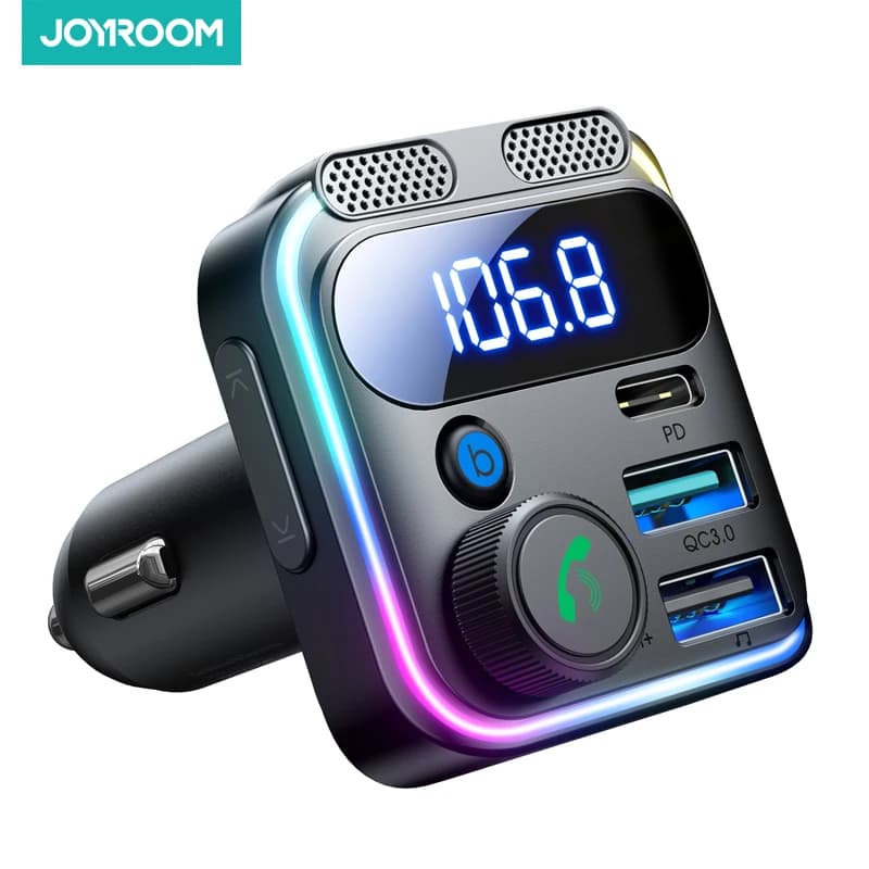 JOYROOM Bluetooth 5.3 FM Transmitter for 48W PD and QC3.0 Car Charger Adapter Bluetooth and U disc, dual microphones, speaker calls