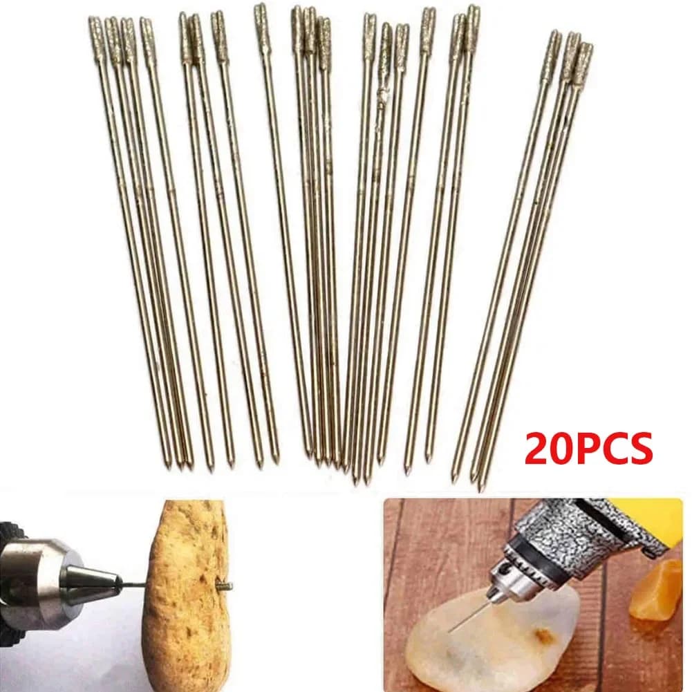 100x Punte da Trapano Diamantate da 1mm, Micro Punte Solide a Ago per Foratura di Gioielli, Ceramica, Agata, Giada, Ambra, Cristallo