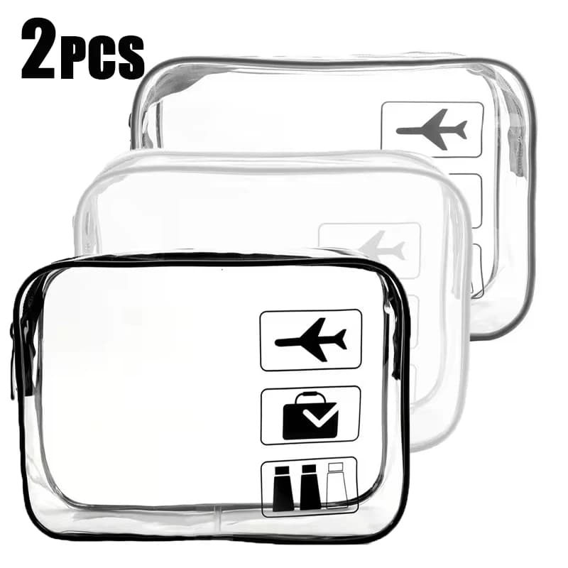 2 pcs Transparent Cosmetic Bag For Makeup Laptop Toiletry Bag Waterproof PVC Case For Women's Washing Kit Home