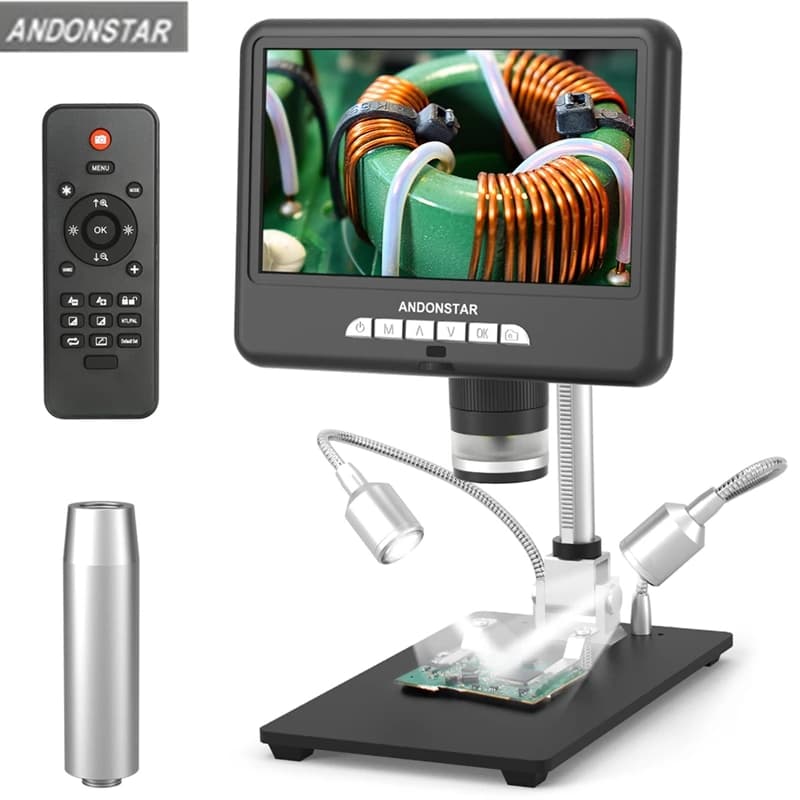 Andonstar AD207S microscopio digitale a doppio schermo 3D ruota lente d'ingrandimento HDMI a lunga distanza per riparazione saldatura PCB SMD del telefono