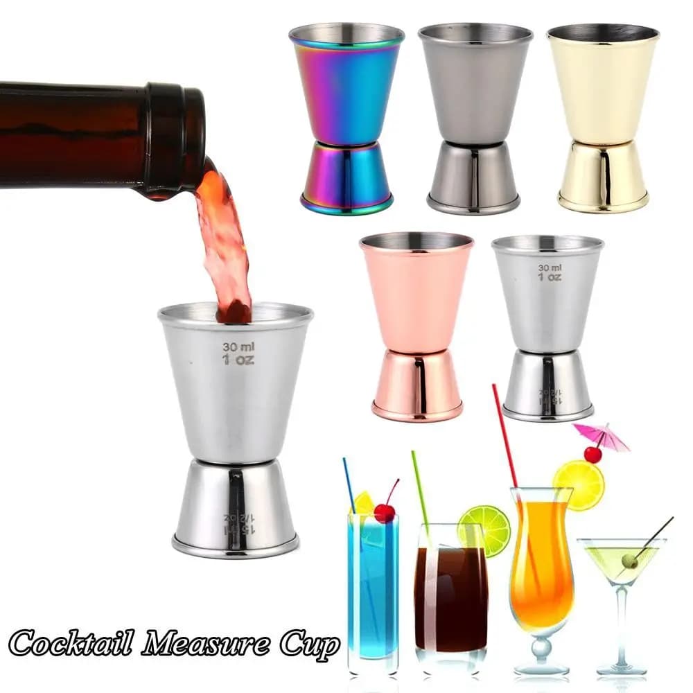 Nuovo Jigger di misura in acciaio inossidabile 304 1/2-1 oz Doppio colpo Tazza da cocktail Shaker da cocktail in stile giapponese Bere spirito