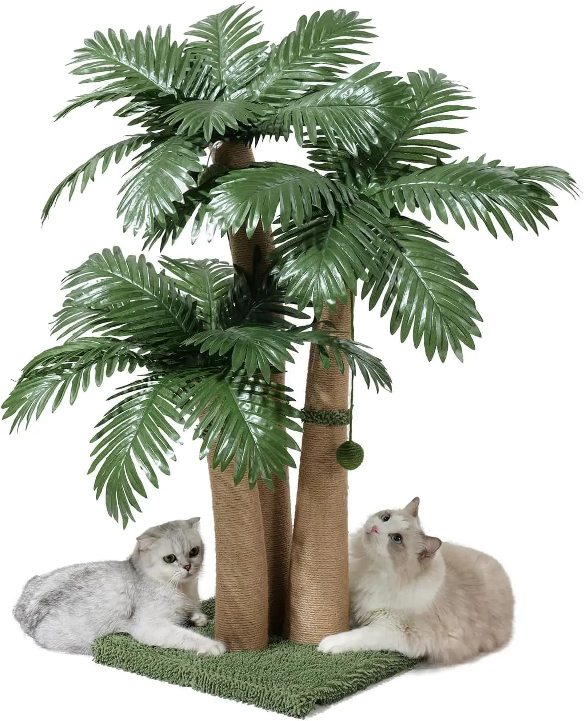 Tiragraffi per Gatti Alto 40'' con 8 Palline Interattive, Corda di Sisal Naturale per Gatti da Interno, Design Multi-Combinabile