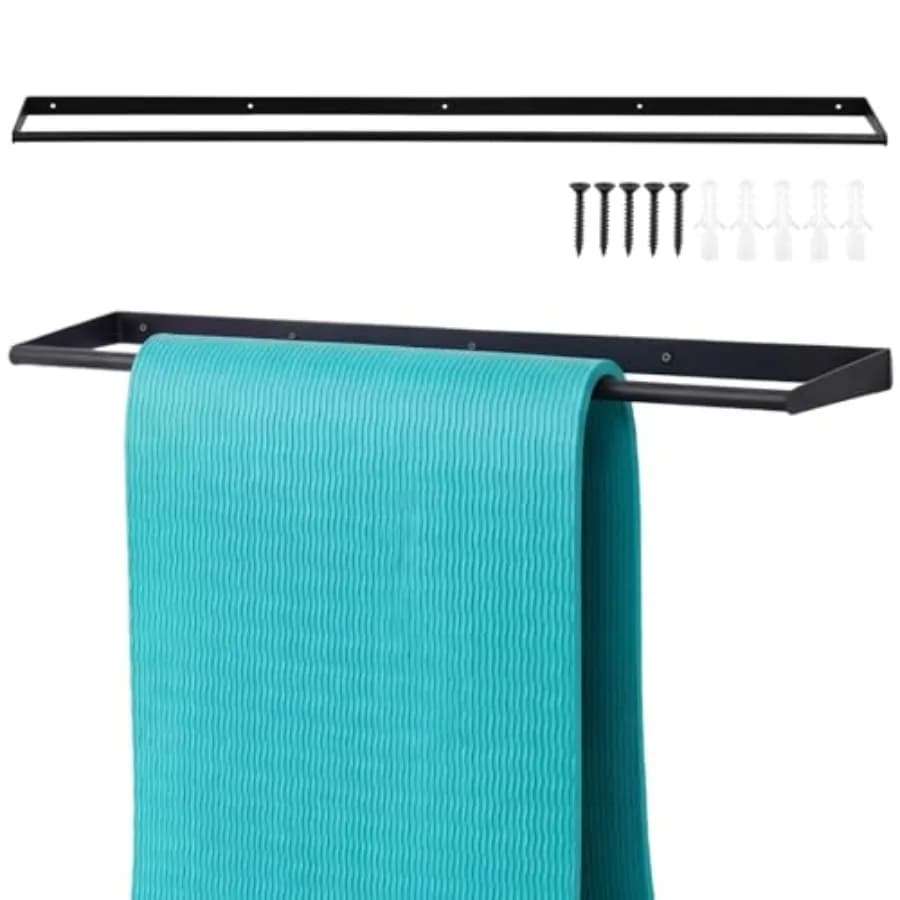 Supporto per tappetini da yoga 49 x 7 x 2, appendi-tappetini da parete, porta fino a 60 tappetini da esercizio, per palestra domestica, corsi di fitness, yoga