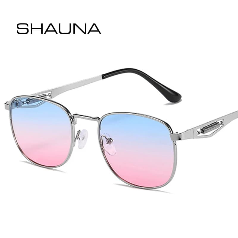 SHAUNA New Square Metal sunglasses woman Retro Clear Gradient Shades UV400 sunglasses Punk for men