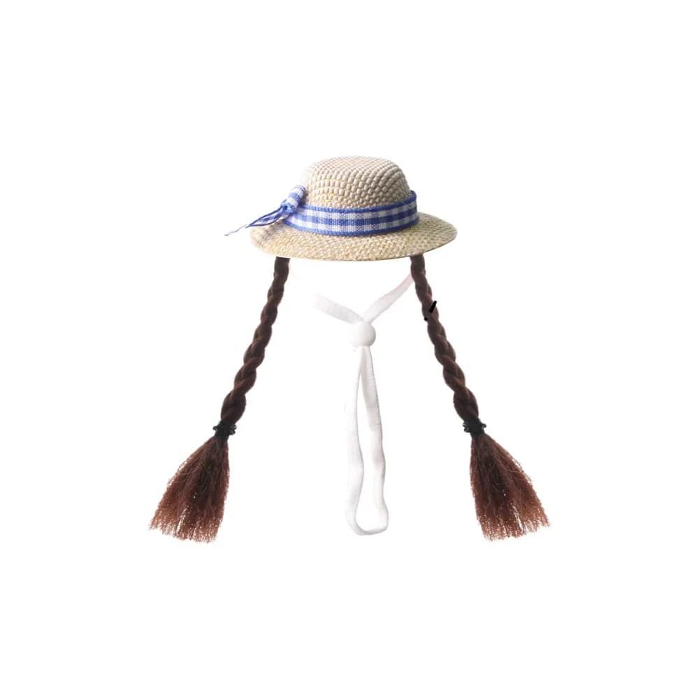 Cappello divertente per pappagalli, regolabile e traspirante, con doppie trecce e cinturino elastico, leggero, per porcellini d'India