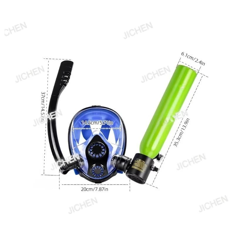 Tank with Snorkeling Mask 0.5L Mini Portable Scuba Polmoni Oxygen Cylinder Full Face Scuba Diving System