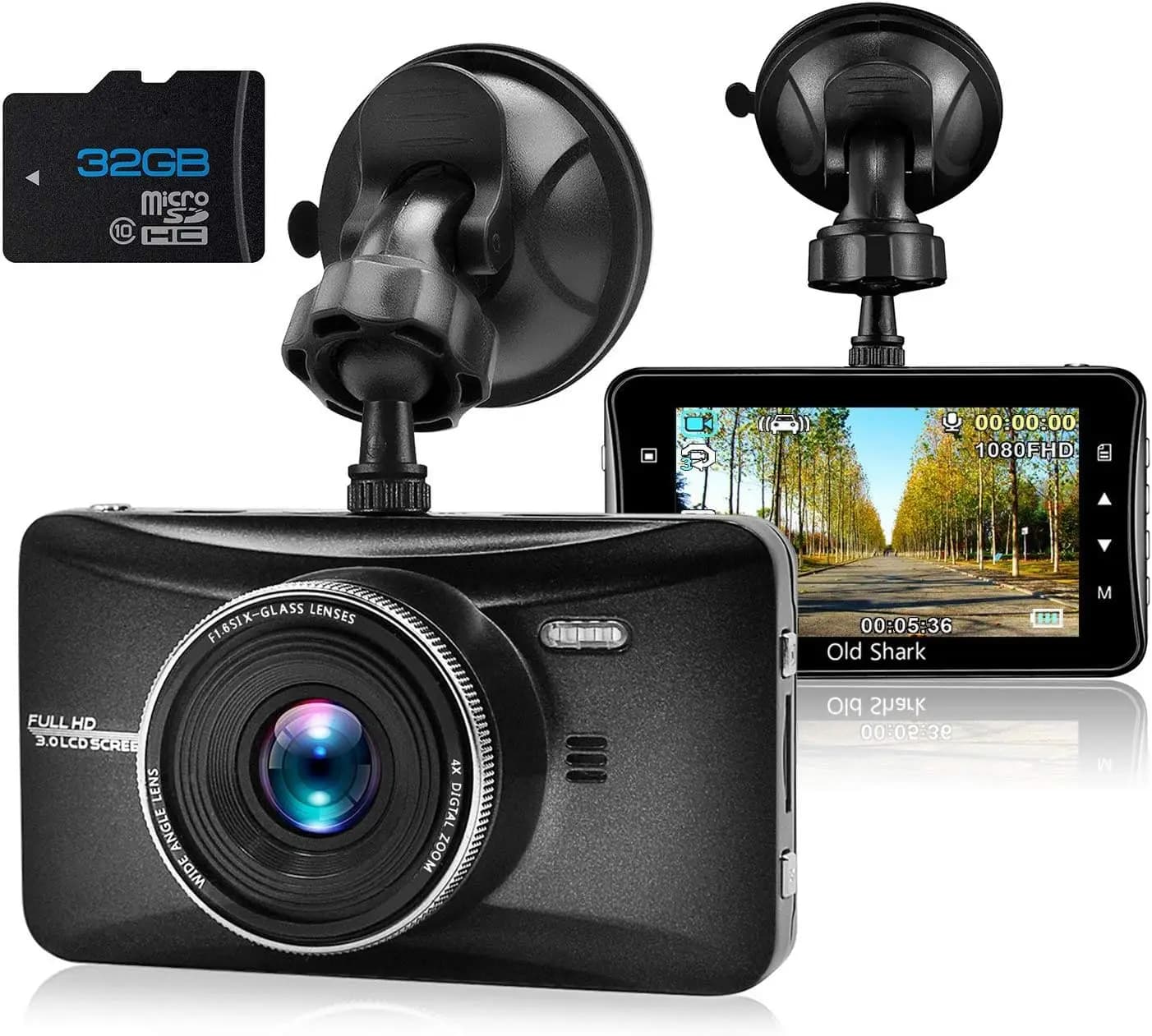 Dash Cam 1080P Full HD 3' with 32 GB card, 170 ° Grandangle, loop recording, G sensor