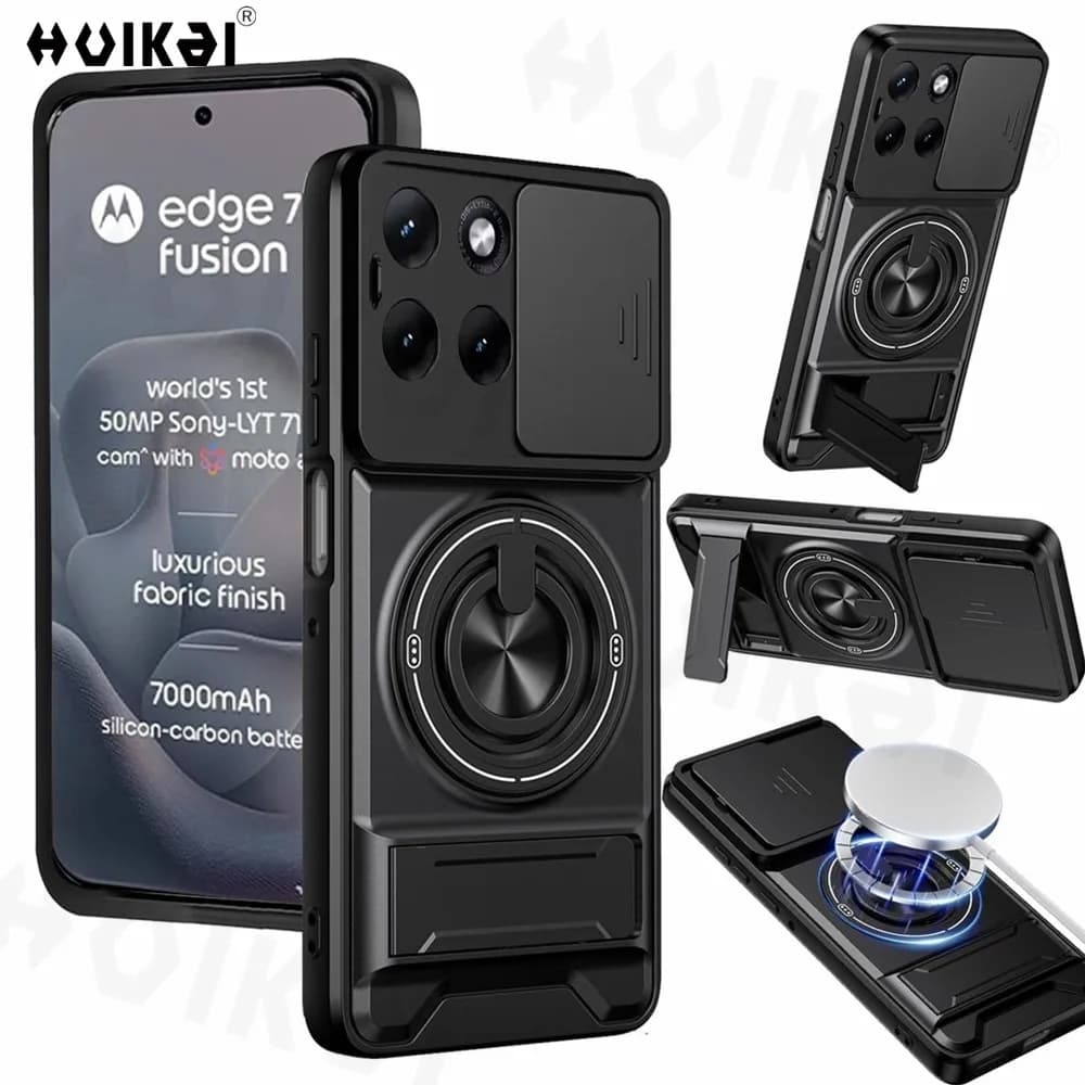 Custodia per Motorola Moto Edge 70 Fusion Moto Edge 70 Slide con protezione fotocamera, supporto verticale, antiurto e cover posteriore magnetica