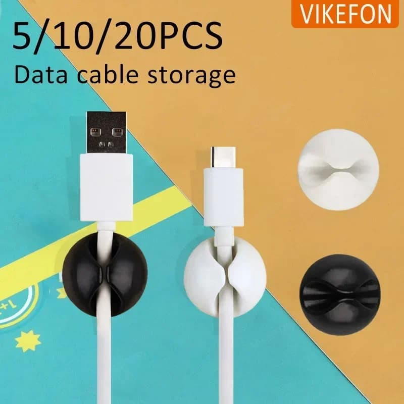 5/10/20PCS Rubber Mini Desktop Data Cable USB Type C Organizer for Smart Phone Headset Chargar Cables Support Protection Cable