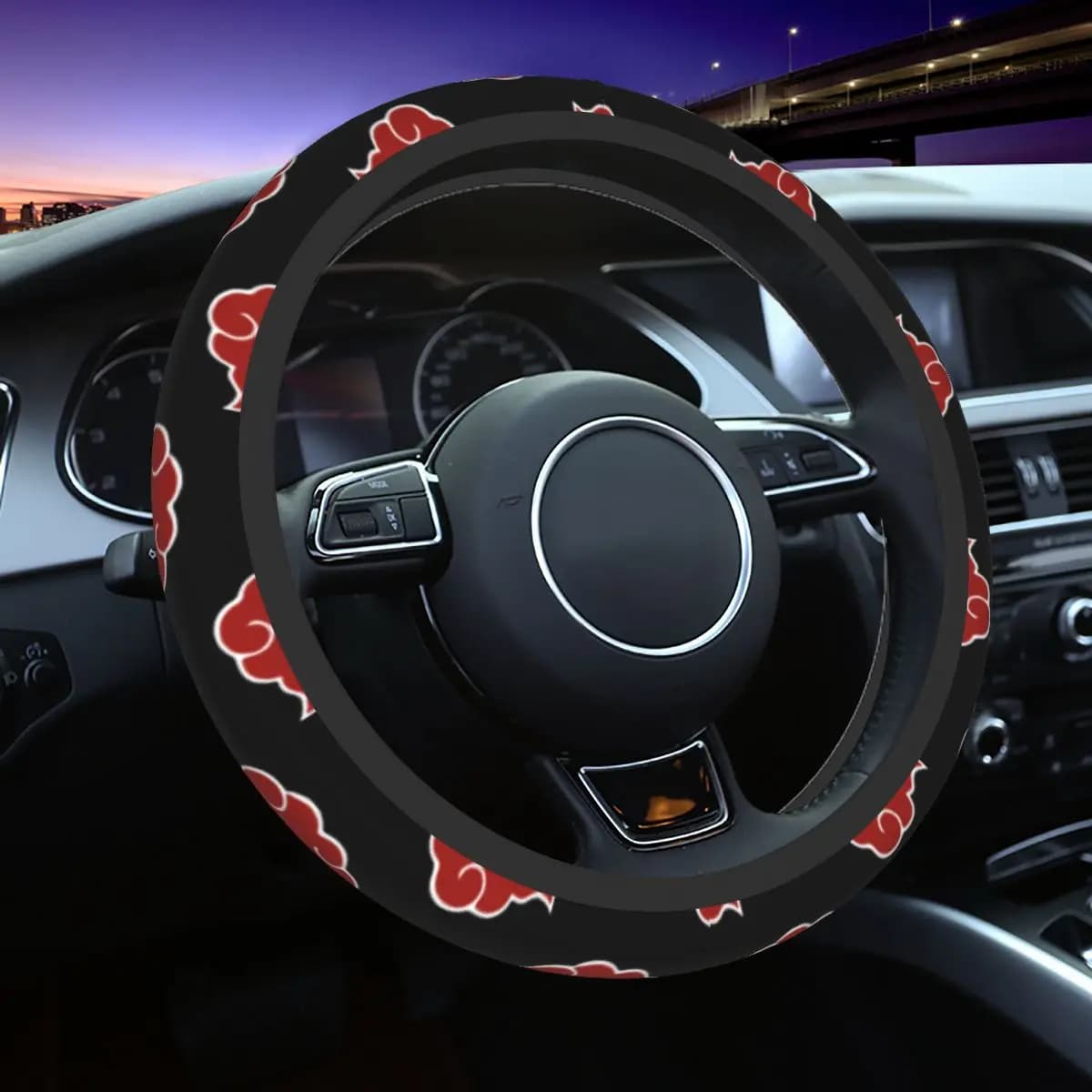 38cm Steering Wheel Covers Akatsuki Universal Japan Anime Auto Decoration Elastische Car Accessories